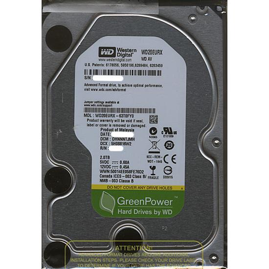 Western Digital - Western Digital製HDD WD20EURX 2TB SATA600 Western Digital AV-GP WD20EURX 2TB IntelliPower 64MB Cache