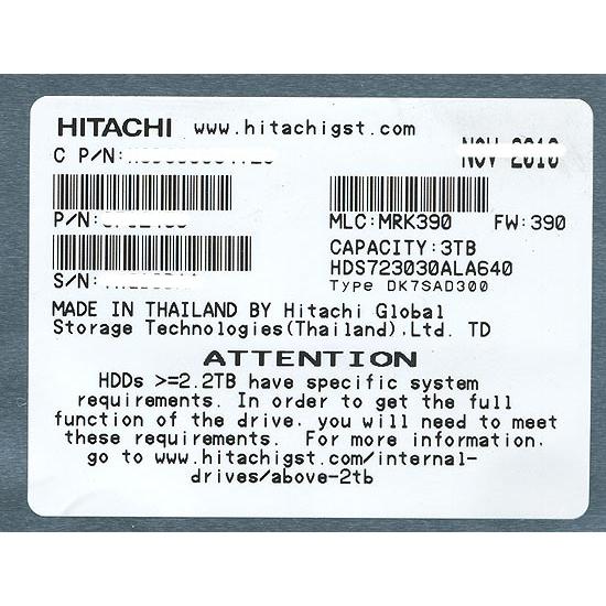 内蔵型ハードディスクドライブ HITACHI HDS723030ALA640 3TB HDD 7200rpm Amazon | 日立HGST 3.5インチ 3TBハードディスク