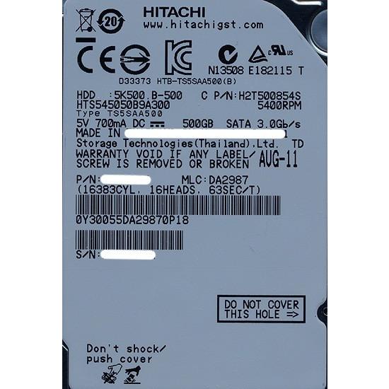 HGST 爆買HITACHI ノート用HDD 2.5inch HTS545050B9A300 500GB