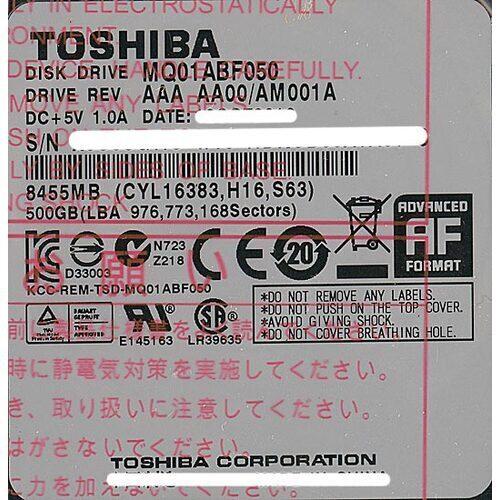 TOSHIBA（東芝） 爆買 ノート用HDD 2.5inch MQ01ABF050 500GB