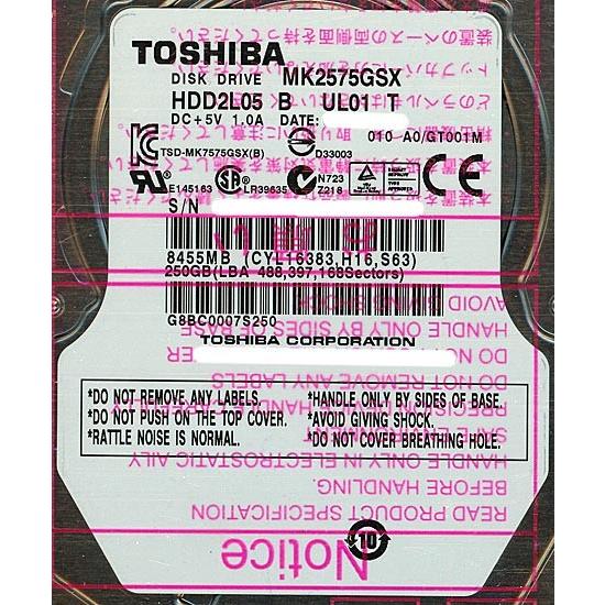 TOSHIBA(東芝) ノート用HDD 2.5inch MK2575GSX 250GB