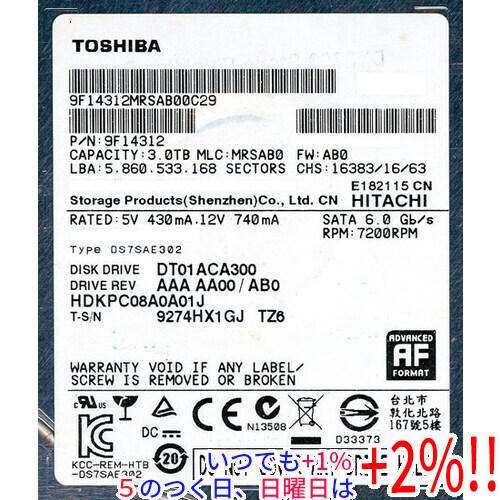 TOSHIBA（東芝） TOSHIBA HDD DT01ACA300 3TB SATA600 7200