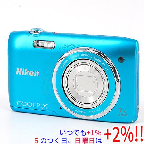 中古】Nikon製 デジカメ COOLPIX S3500 ブルー/2005万画素 本体いたみ