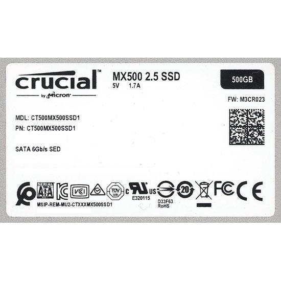 crucial MX500 500GB 2.5インチSSD 中古 crucial MX500 【中古】crucial 2.5インチ 内蔵型 SSD CT500MX500SSD1