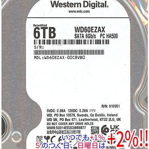 中古】Western Digital HDD WD60EZAX 6TB SATA600 5400 8000〜9000時間