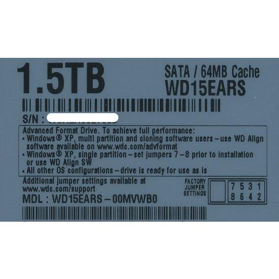 5のつく日とゾロ目の日は+2%！】Western Digital製HDD WD15EARS 1.5TB
