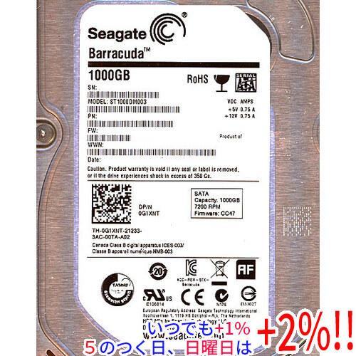 Seagate（シーゲイト） SEAGATE製HDD ST1000DM003 1TB SATA600 7200