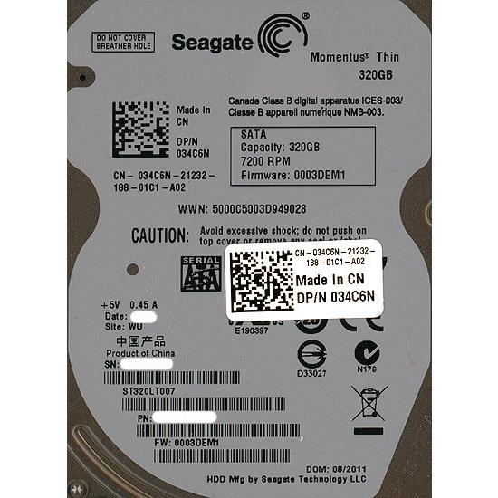 SEAGATE製HDD ST320LT007 320GB SATA600 7200