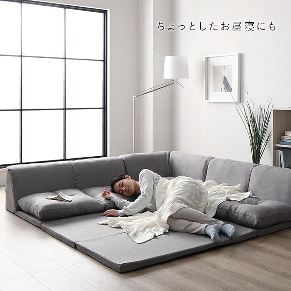 RASIK くつろぎフロアソファ 4cm厚マット付(ブルー/青/BL)麻風 RASIK くつろぎフロアソファ 4cm厚マット付(ブルー/青/BL)麻風