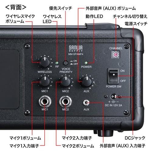 SANWA Wirelessマイク拡声器スピーカーMM-SPAMP4 +3マイク SANWA Wirelessマイク拡声器スピーカーMM-SPAMP4 +3マイク