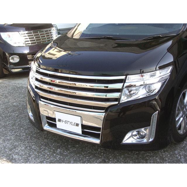 【送料無料】 E52 エルグランド 前期 ハイウェイスター フロントバー [クロームメッキ] H-STYLE製 |  | 04