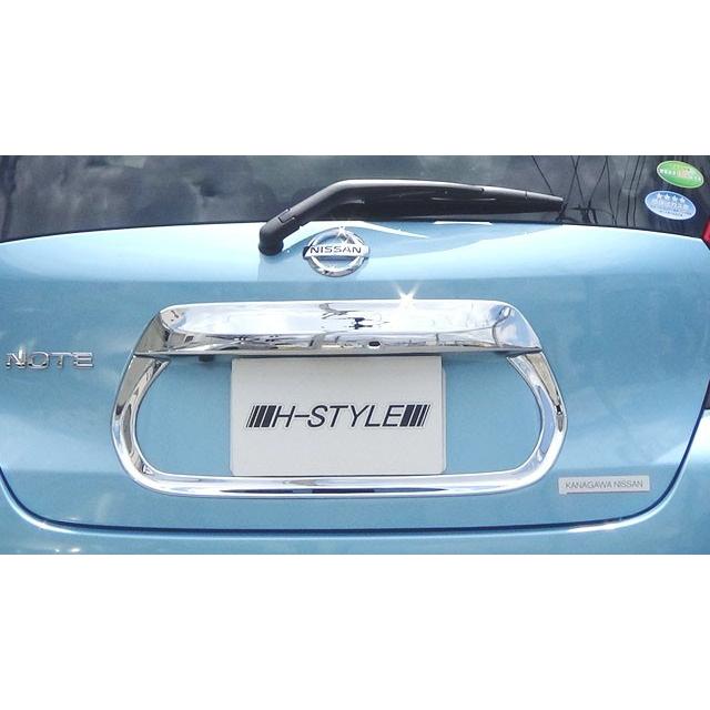 【送料込み】 E12 ノート バックドアガーニッシュ [クロームメッキ] H-STYLE |  | 01