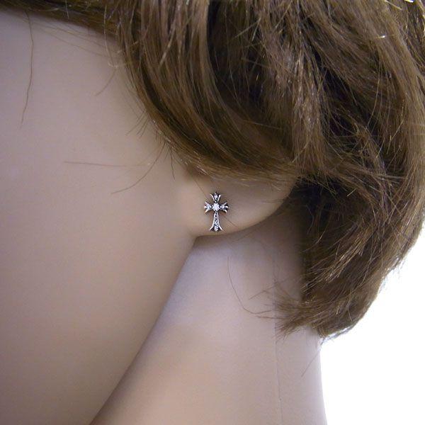 クロムハーツ ピアス CHROME HEARTS #2 ファット CHクロス パヴェ ダイヤモンド ブランド アクセサリー かっこいいピアス｜excelworld｜02