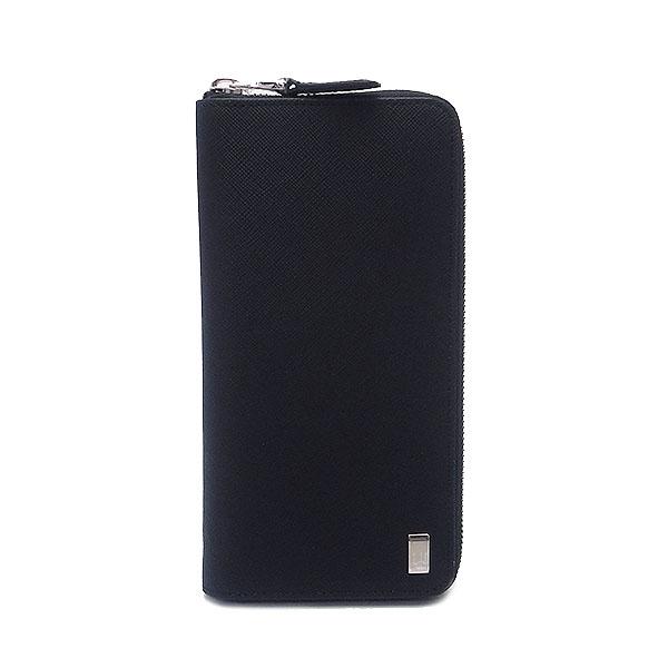 極美品　dunhill ダンヒル　長財布　二つ折り　ロゴグラム　金具　ブラック 極美品】dunhill ダンヒル 二つ折り 長財布 札入れ シボ革