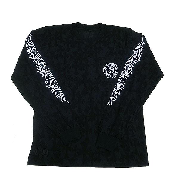 CHROME HEARTS 新作 クロムハーツ Tシャツ メンズ 長袖 クロス透かし 