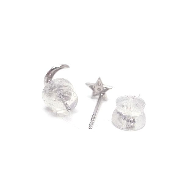 原品限り ダイヤモンド ピアス 星と月 スタッド K18WG 0.06ct 
