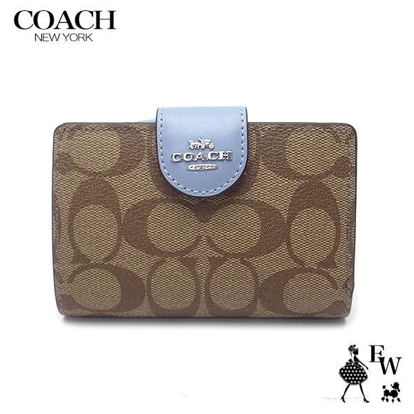 コーチ 財布 Coach アウトレット レディース 二つ折り財布 C00 Svtv2 ブランド Svtv2 コーナージップ 二つ折り財布 レディース C00svtv2 ミニ財布 エクセルワールド カーキ マーブルブルー オンライン最安価格