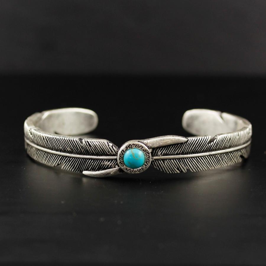 RoenBLACK ロエン アクセサリー フェザー ブレスレット ハウライトターコイズ シルバー RO-302 アクセサリー ブランド プレゼントにも