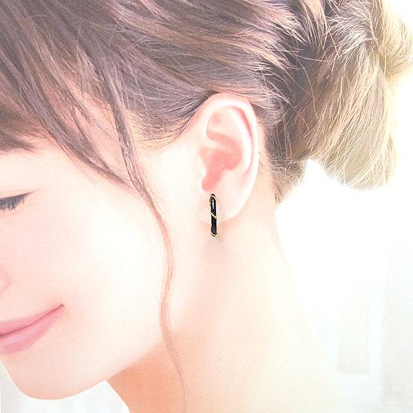 オニキス フープ 1.5cm K18 ピアス レディース アクセサリー 