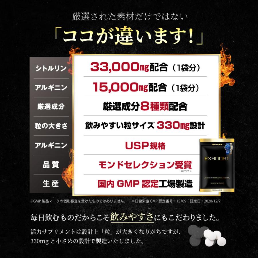 シトルリン アルギニン サプリ マカ 亜鉛 クラチャイダム トンカットアリ (モンドセレクション受賞)送料無料 機能食品 サプリメント 国内製造 30日分 EXBOOST | COCOLAB | 05