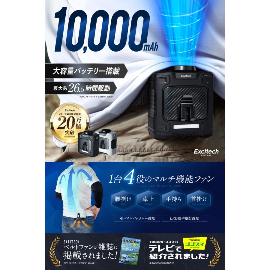 ベルトファン 腰掛け扇風機 6段階風量調節 6000mAh大容量 40H長時間稼働 180g超軽量 小型 首掛け扇風機 ストラップ付属 Type-C急速充電 大河商事 ベルトファン 腰掛け 首掛け 6000mAh 10000mAh モバイル