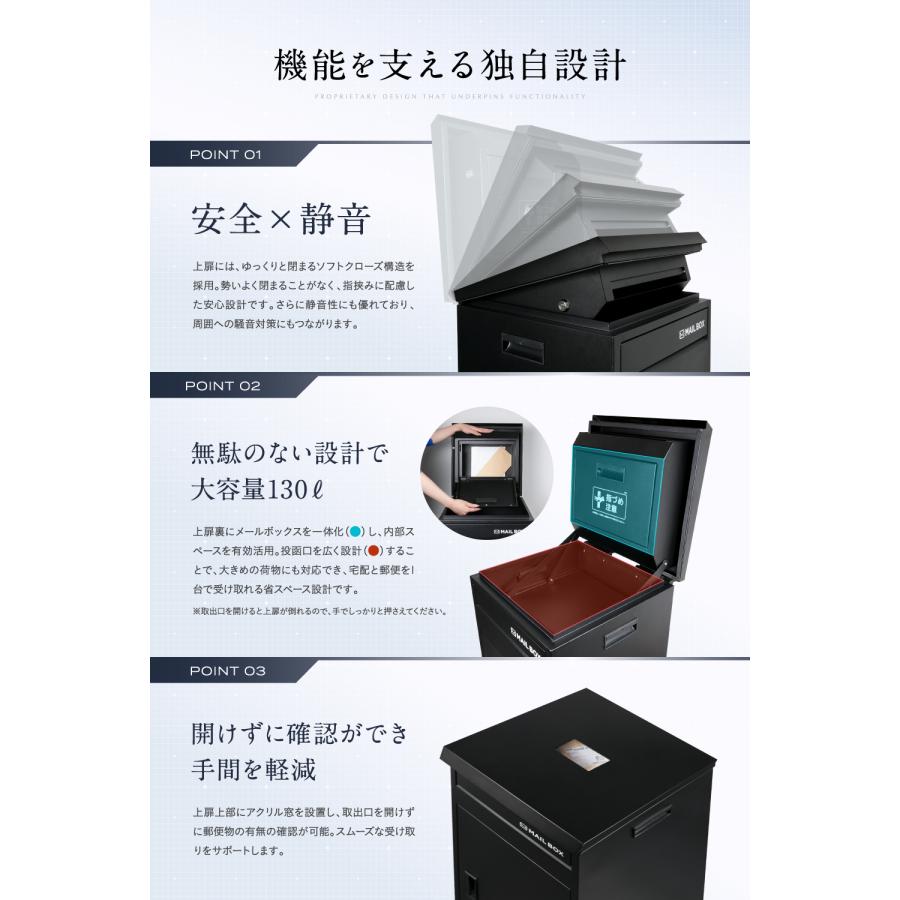 宅配ボックス 130L大容量 防水 複数投函可能 組立不要 両開き 未使用品 EXCITECH 宅配ボックス (一級建築士監修) 宅配ボックス 戸建 (複数投函