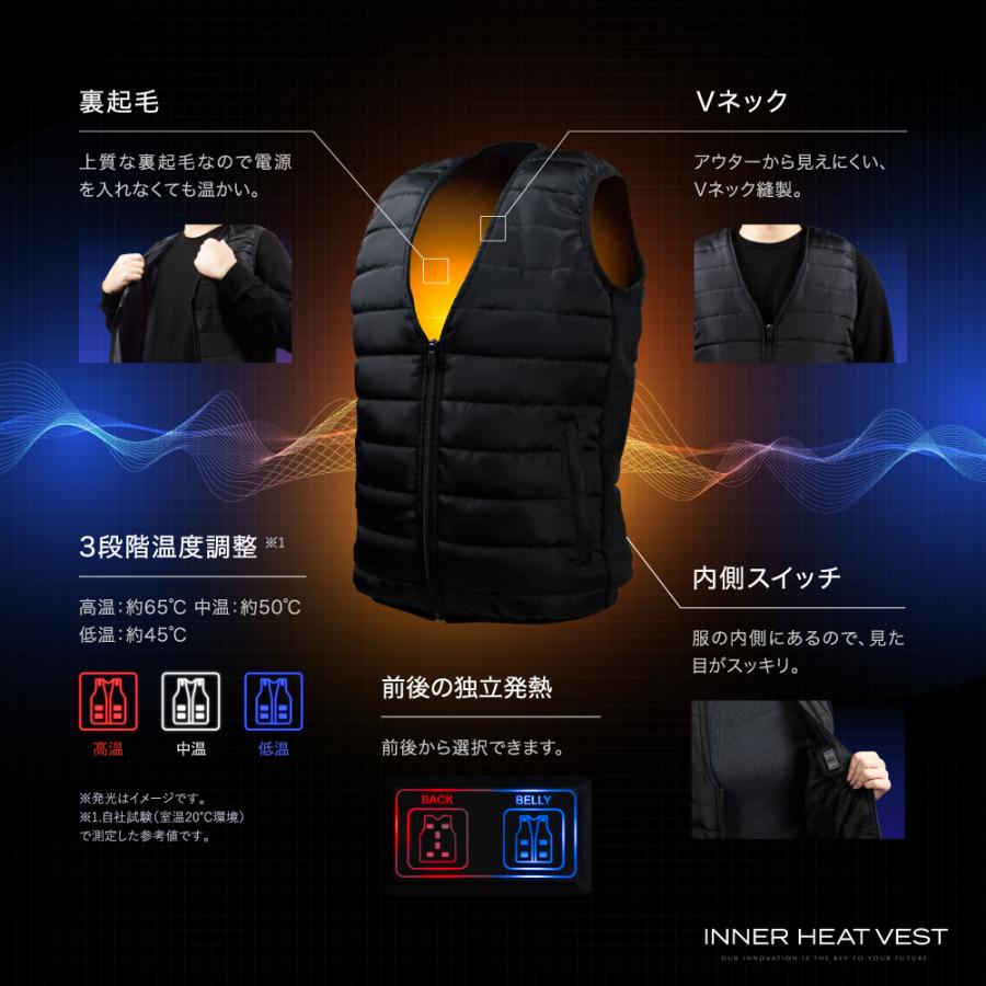 電熱ベスト インナー (国内品質試験済×国内企業企画) 電熱ジャケット ヒーターベスト インナーベスト ヒートベスト 防寒着 USB式給電 洗濯可 超軽量 男女兼用 | EXCITECH | 03