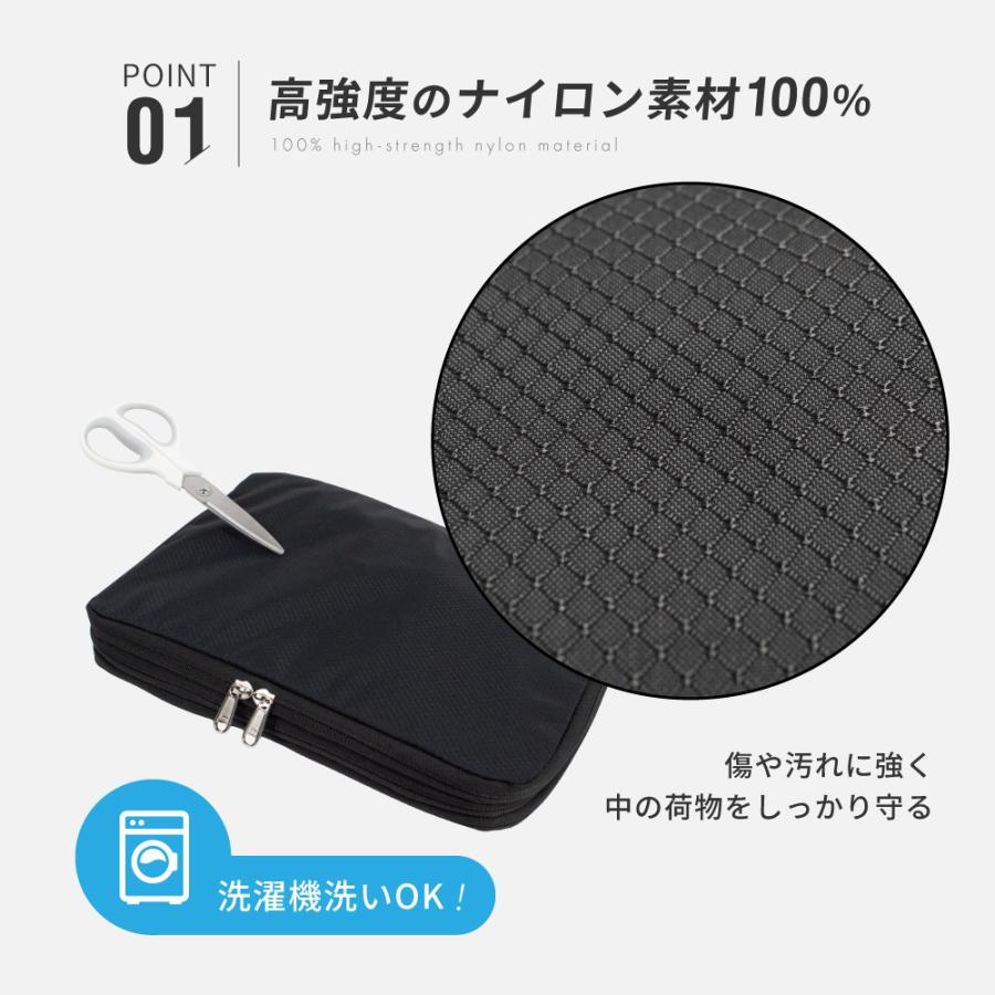 (クーポン配布中) トラベルポーチ 圧縮ポーチ (現役客室乗務員監修) YKK トラベルグッズ 圧縮袋 旅行用 旅行グッズ 国内品質試験実施済 両面収納 洗濯機洗い可 | EXCITECH | 10