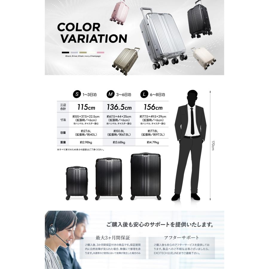 EXCITECH (GWセール開催中) スーツケース m (現役CA監修 EXCITECH (GWセール開催中) スーツケース m (現役CA監修