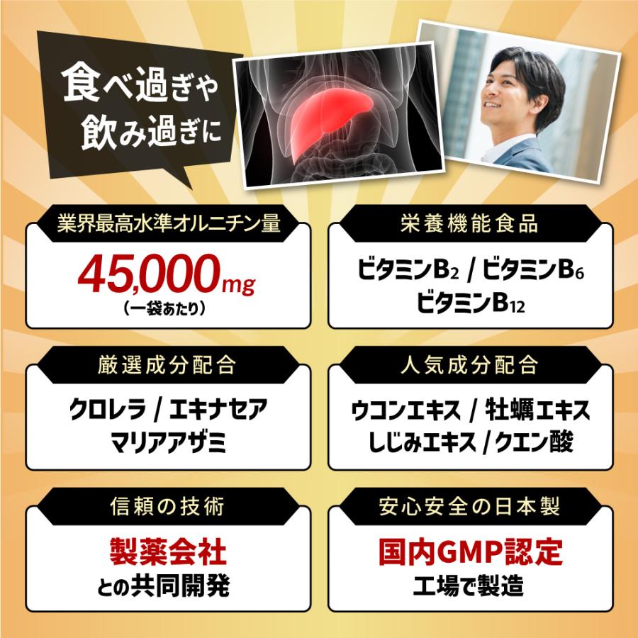 (5/25~26 P+5%) 肝臓サプリ (しじみ約3750個分) オルニチン サプリ 肝臓エキス しじみ サプリ 牡蠣 ウコン サプリメント (製薬会社と共同開発)｜excitech｜04