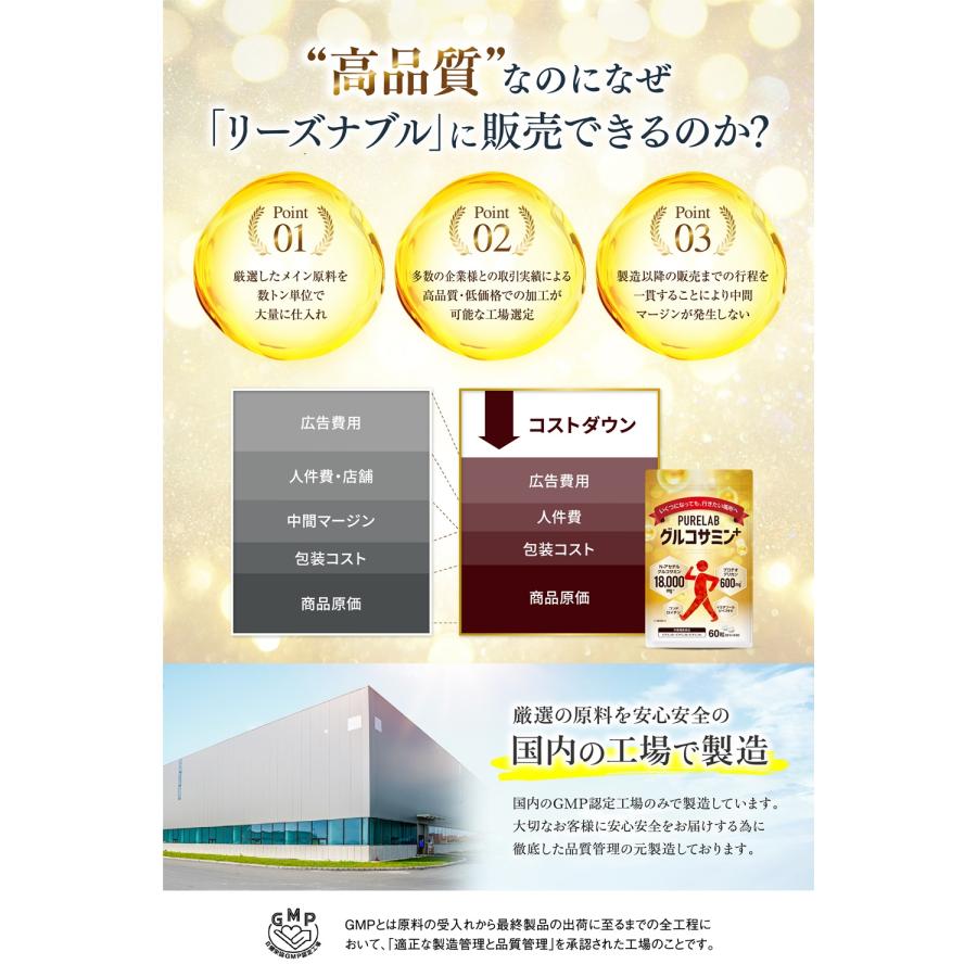PURELAB グルコサミン コンドロイチン プロテオグリカン 600mg N
