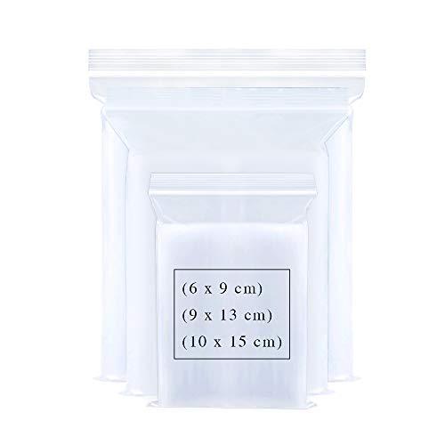 ジッパー式ポリ袋 小分け収納袋 密封保存袋 プラスチック袋 透明 6 x 9cm/ 9 x 13cm/ 10 x 15c
