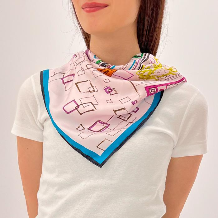 manipuri（マニプリ） scarf シルクスカーフ 65LDN 65×65 レディース