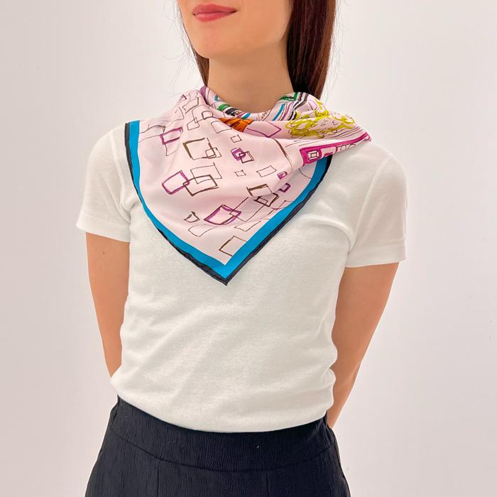 manipuri（マニプリ） scarf シルクスカーフ 65LDN 65×65 レディース