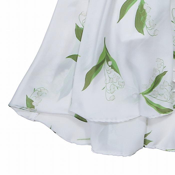 Adonisis アドニシス スズラン柄サテンギャザーフレアスカート  