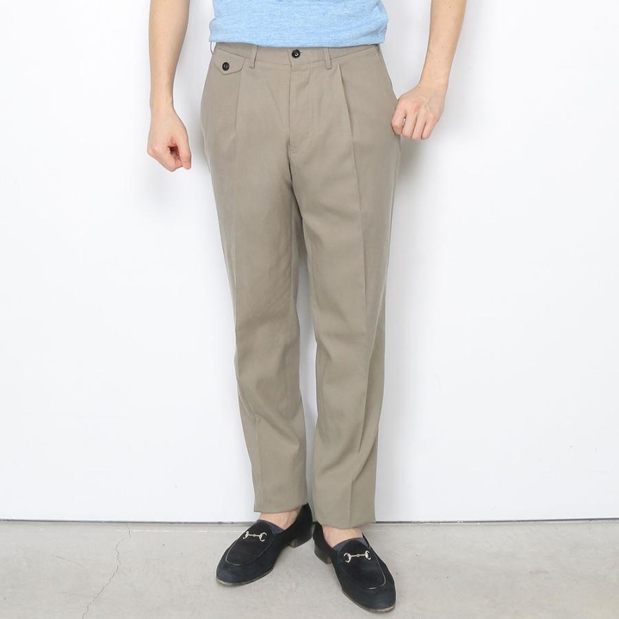 GERMANO（ジェルマーノ） リヨセルコットンリネン1プリーツスラックス