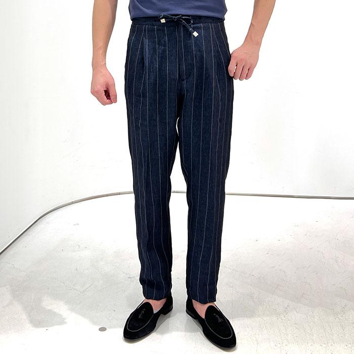 LARDINI（ラルディーニ） リネンストライプイージーパンツ スラックス