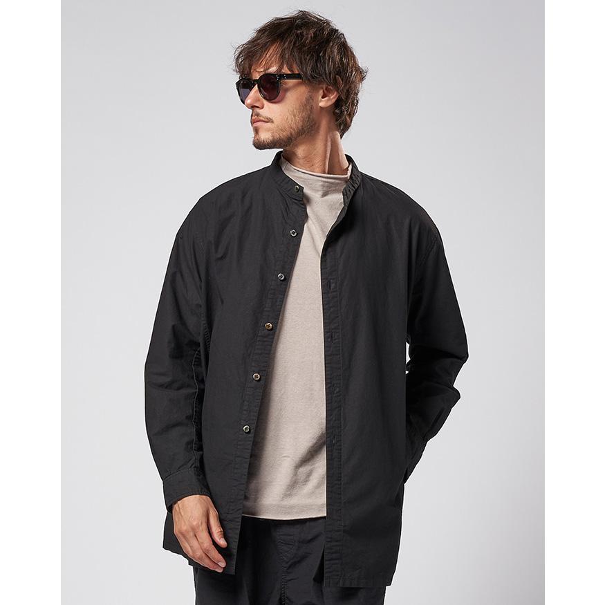 メンズ　wjk ダブルジェーケー　シャツ　レギュラーカラー　シワ加工　黒　S wjk ダブルジェイケイ solid shirt coat メンズ 24春夏 4891cl23