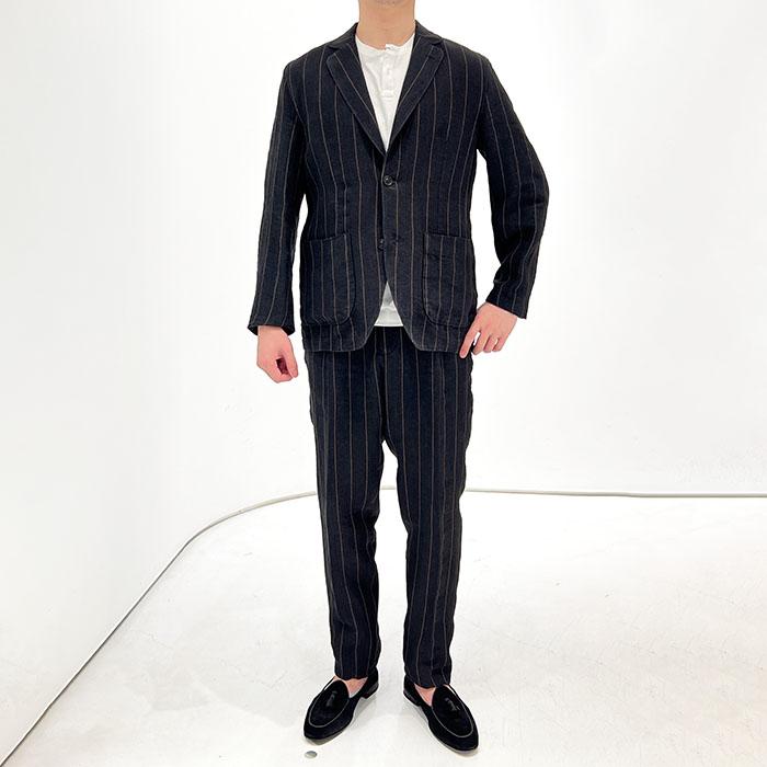 LARDINI ラルディーニ リネンストライプ2Bシャツジャケット メンズ 春 