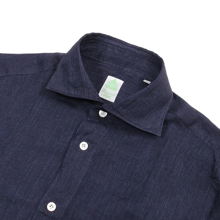 ★美品★フィナモレ　SIMONE（シモーネ）　BALI リネン　ネイビー　M Finamore（フィナモレ） BALI SIMONE バリ シモーネ リネン シャツ