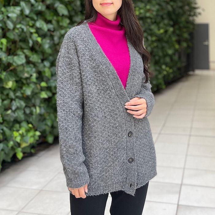 TELA テラ アルパカウールカーディガン レディース 秋冬 WHITE GREY