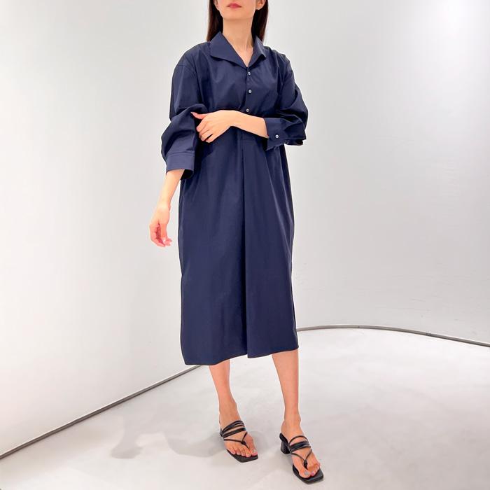 TICCA / オープンカラーシャツワンピース/長袖ワンピース/FREE/コットン/NVY/TBDS-016 TICCA 【MORE SALE40】TICCA ティッカ オープンカラーシャツワンピース