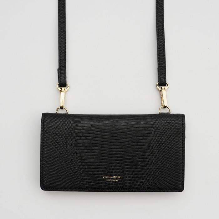 VIOLAd'ORO ヴィオラドーロ リザード型押しレザー 横型スマートフォン