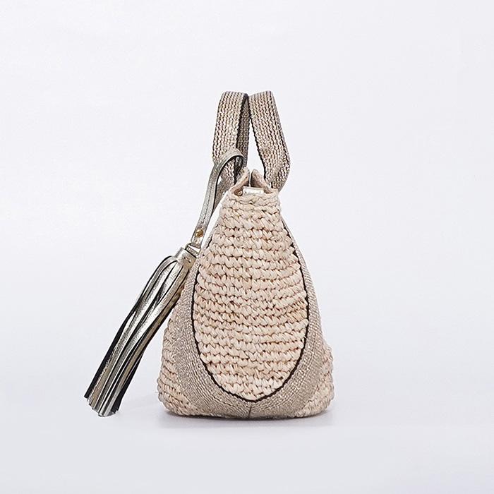 極美品 ヴィオラドーロ テープハンドルトート カゴバッグ ラフィア サフィア VIOLAd'ORO ヴィオラドーロ ラフィア テープハンドルトートSサイズ