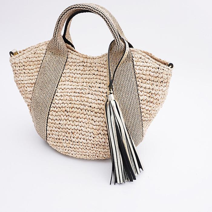 VIOLAd'ORO ヴィオラドーロ ラフィア テープハンドルトートSサイズ