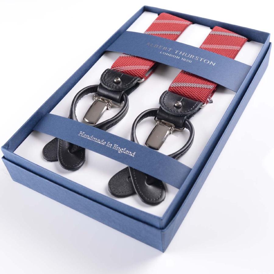 albert thurston（アルバートサーストン） サスペンダー 赤にグレーの