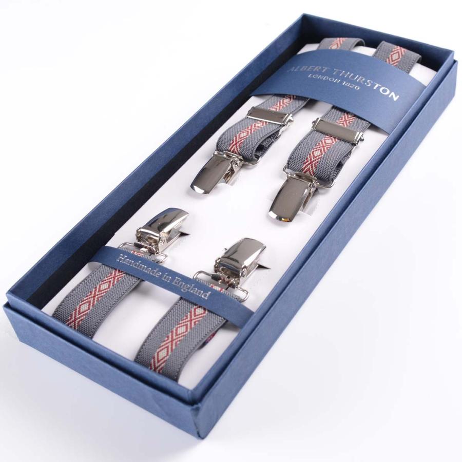 サービス 英国製アルバートサーストン X型クリップ留め サスペンダー