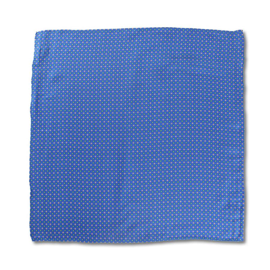 ポケットチーフ イタリアプリントシルク 小花柄 ブルー/ワインレッド | EXCY | 03