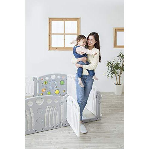 カトージ ベビーサークル 2ドア コロコロランド ホワイト&グレー 5か月~ 63903 
