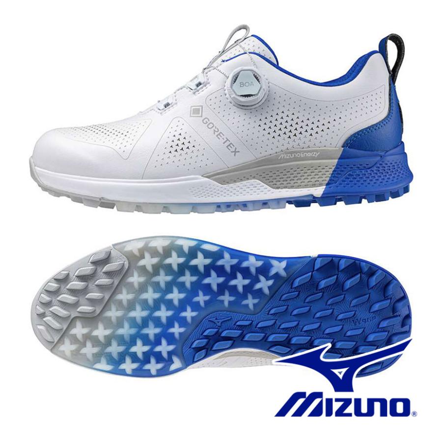 ミズノ　ジェネム WG GTX ボア BOA ホワイト×ブルー 51GQ2400 MIZUNO（ミズノ） ジェネム GENEM WG GTX ボア ゴルフ シューズ メンズ